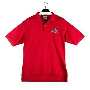 Disney Castaway Cay Vintage Cruise Line Polo Shirt Men's Size Medium Red Bahamas
